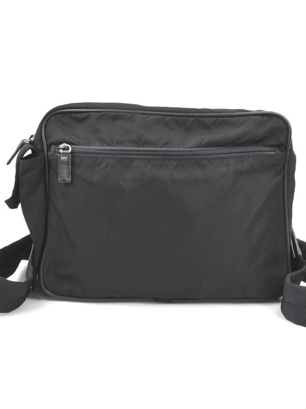 PRADA Backpack Handbag Black Nylon/Silvertone -